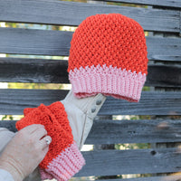 Two Tone Hat & Mitts – Crochet Pattern PDF by Toni Lipsey