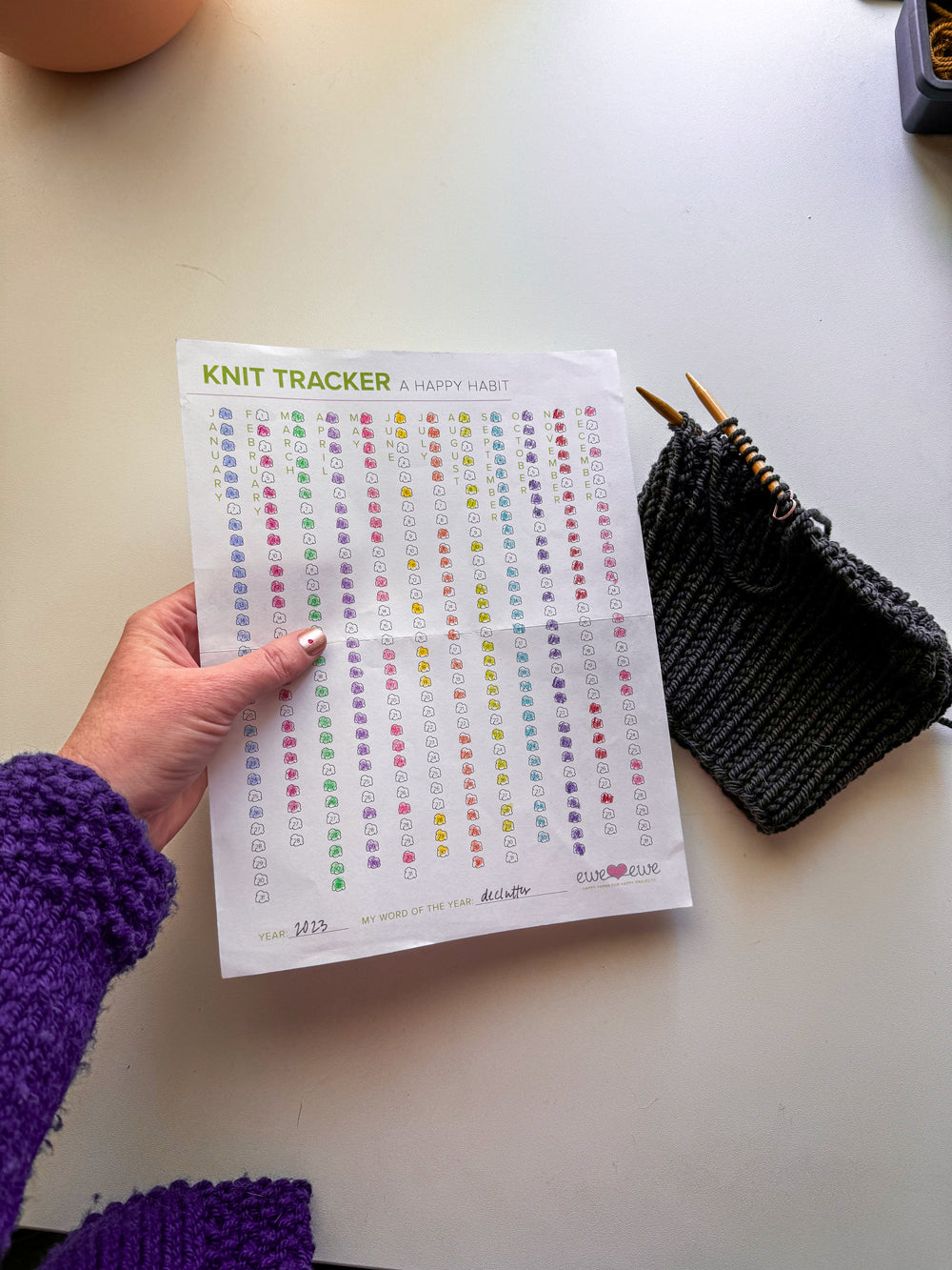 Knitting and Crochet Habit Tracker FREE Printable