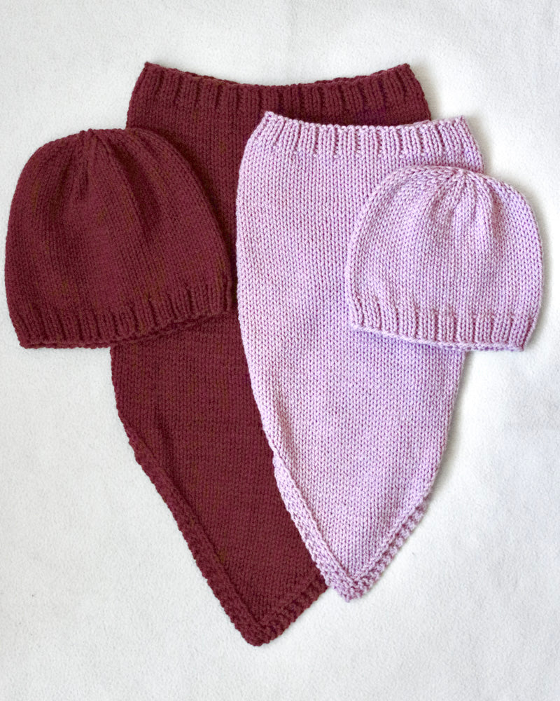 Simple Fall Beanie and Bandana PDF Knitting Pattern Set