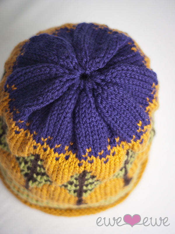 Timber! Hat PDF Knitting Pattern with Trees