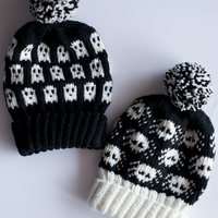 Ghosts + Widows Halloween Hats PDF Spiders and Ghouls Beanies Knitting Pattern