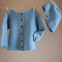 Beanie & Buttons Baby Cardigan and Hat Yarn Kit