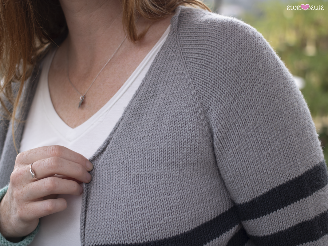 Sporty Stripe Cardi PDF V-Neck Sweater Knitting Pattern