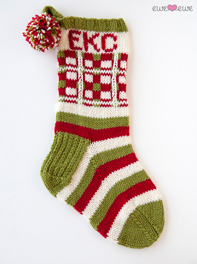 Dashing Through the Plaid PDF Christmas Stocking Knitting Pattern