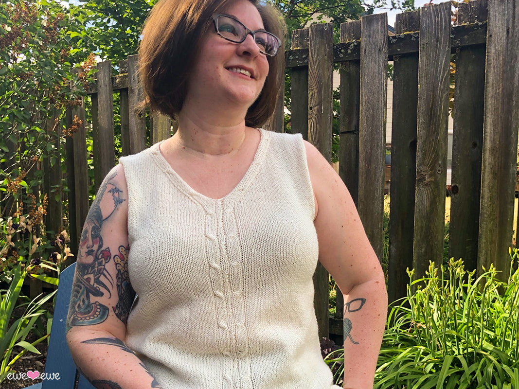Cable Divide PDF Fingering Weight Tank Top Knitting Pattern