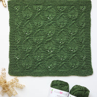 Celebration Blanket – Block 2: Sprouting Leaves FREE Knitting Pattern PDF