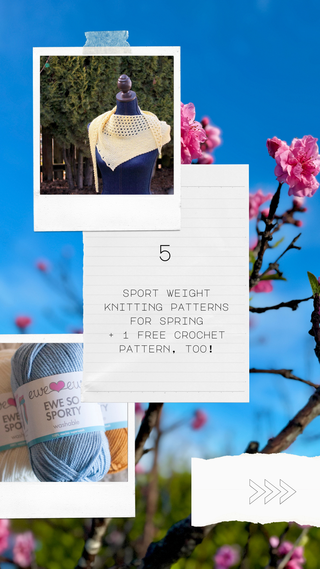 5 Sport Weight Knitting Patterns for Spring Plus 1 Free Crochet Patter ...