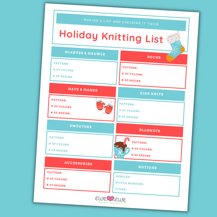 Holiday Knitting Shopping List {free printable}