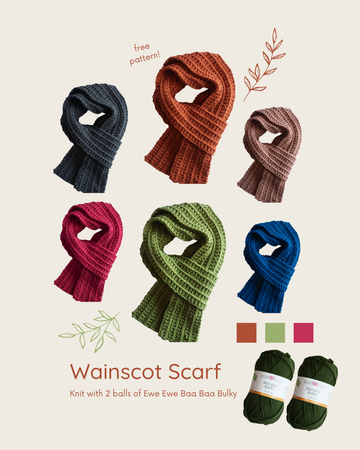 Wainscot Scarf FREE One Row Knitting Pattern