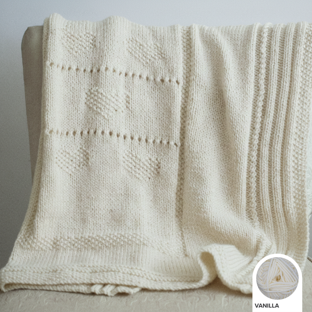 Sweetheart Baby Blanket PDF Knitting Pattern with Heart Motif