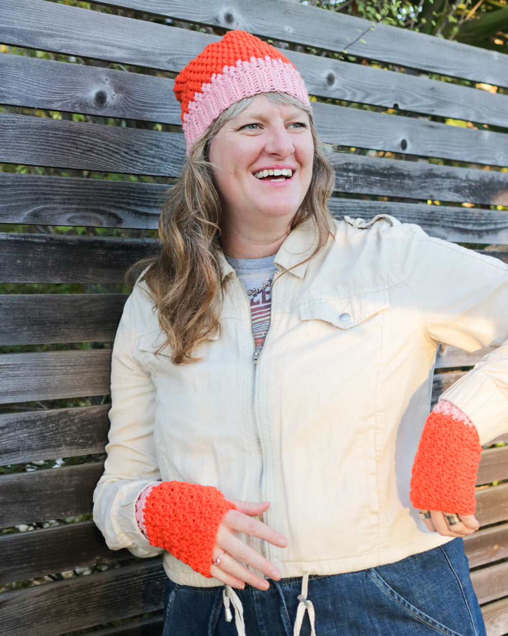Two Tone Hat & Mitts – Crochet Pattern PDF by Toni Lipsey