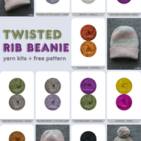 Easy Twisted Rib Beanie Yarn Knitting Kit