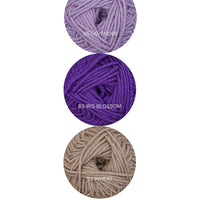 Color Theory Cowl yarn kit in the Calm colorway: Lavender, Iris Blossom, and Wheat Ewe So Sporty merino yarn