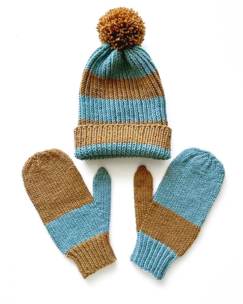 Easy Twisted Rib Beanie & Mittens Set Yarn Kit