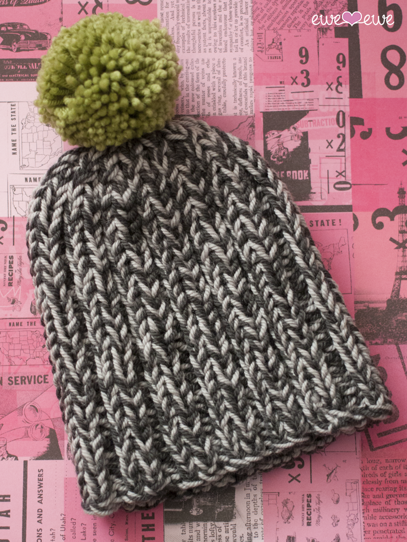 Marled Pom Bomb Beanie FREE PDF Knitting Pattern