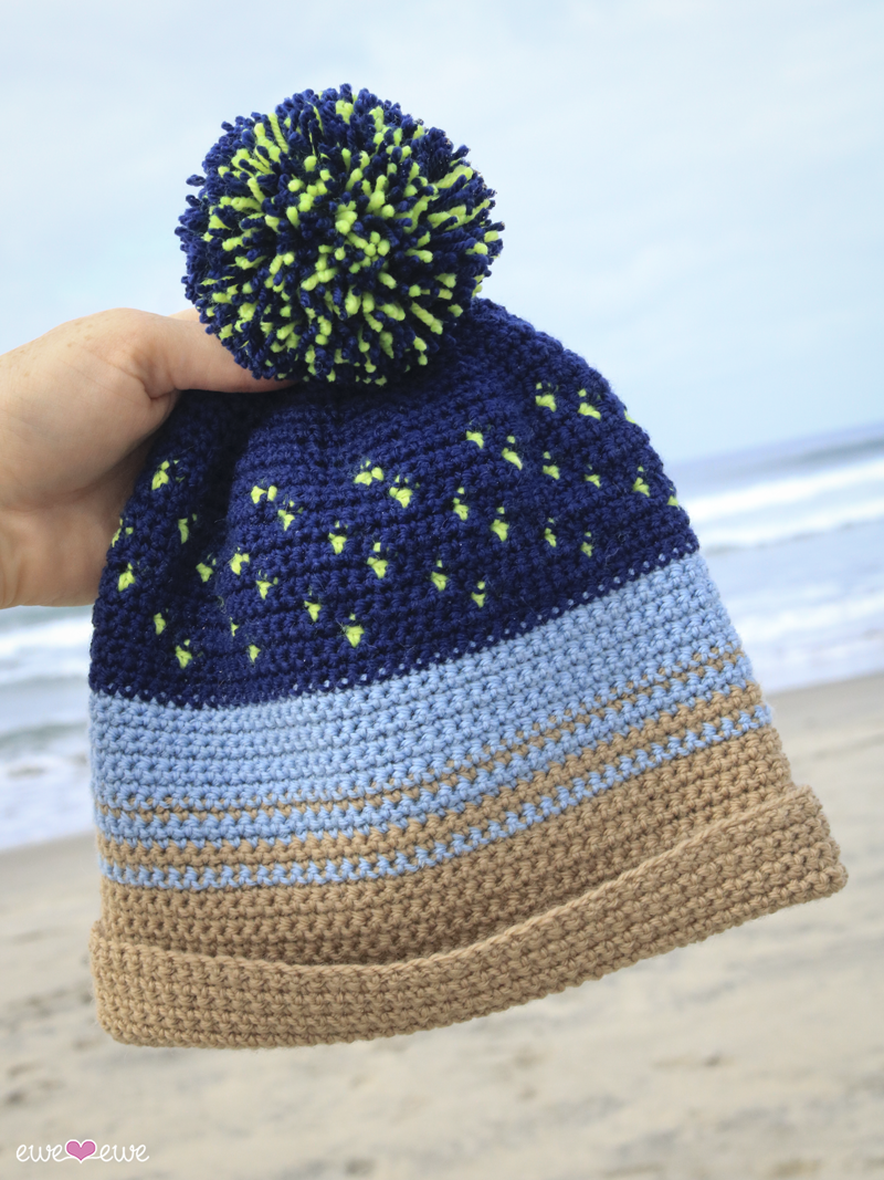 Night Surfer FREE Crochet Beanie Hat Pattern