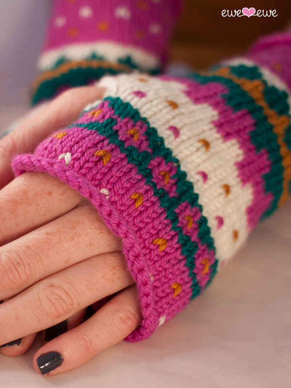 Fair Isle Friends Wrist Warmers PDF Fingerless Mittens Knitting Pattern