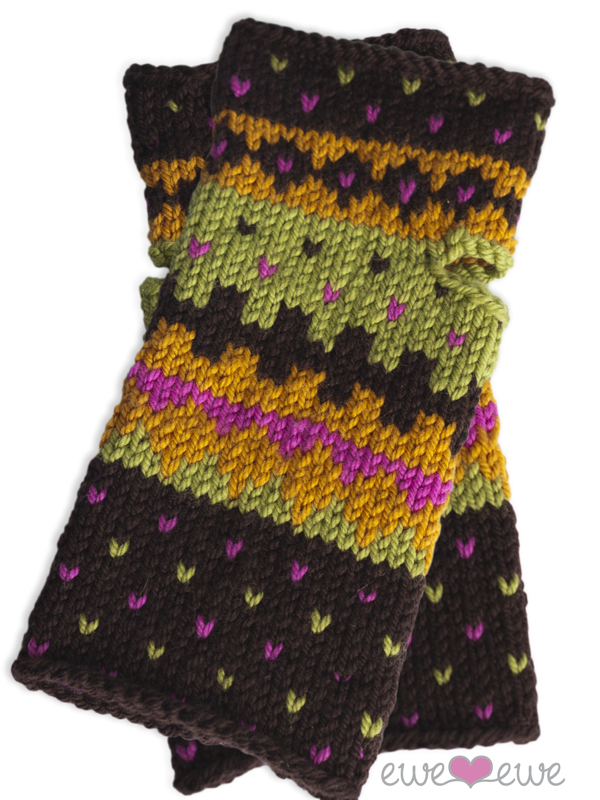 Fair Isle Friends Wrist Warmers PDF Fingerless Mittens Knitting Pattern