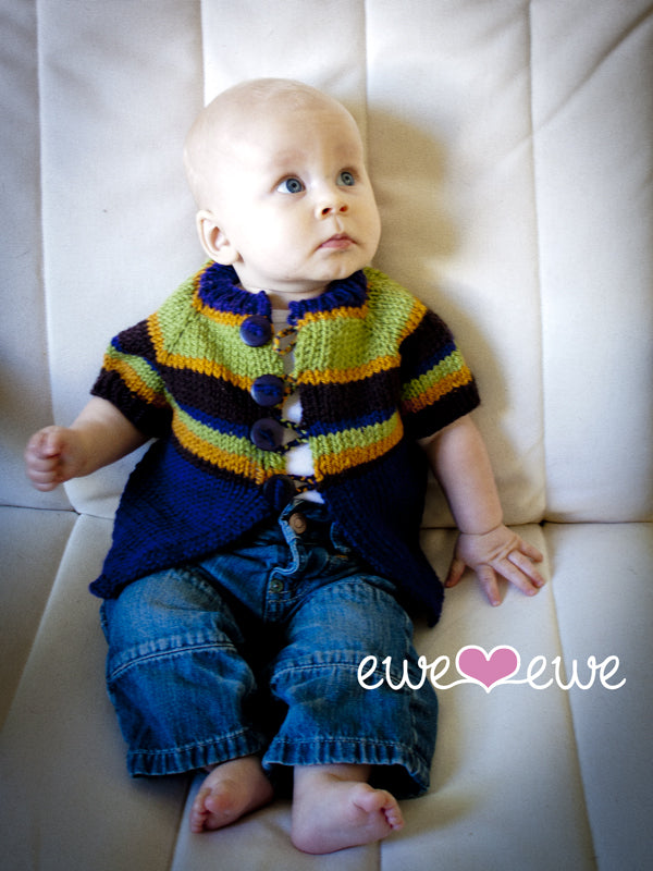 Adoracole Cardigan & Hat PDF Baby Sweater and Beanie Knitting Pattern