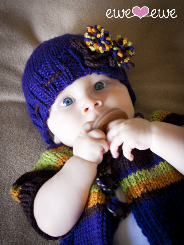 Adoracole Cardigan & Hat PDF Baby Sweater and Beanie Knitting Pattern