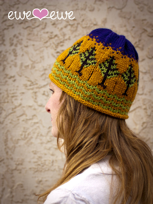 Timber! Hat PDF Knitting Pattern with Trees