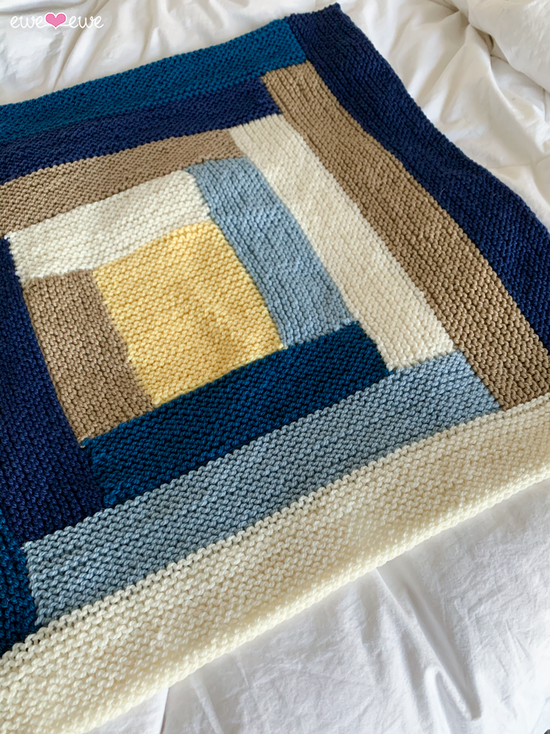 Cuddle Up Log Cabin Baby Blanket Knitting Pattern | Ewe Ewe Yarns