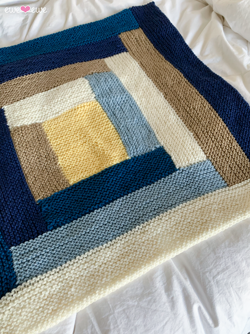 Cuddle Up Log Cabin Baby Blanket PDF Knitting Pattern