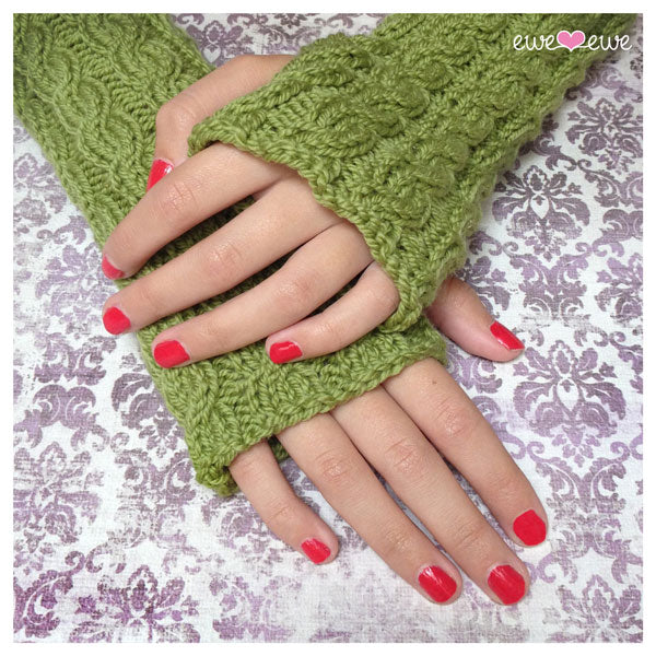 Quick Cable Wrist Warmers PDF Fingerless Mitts Knitting Pattern