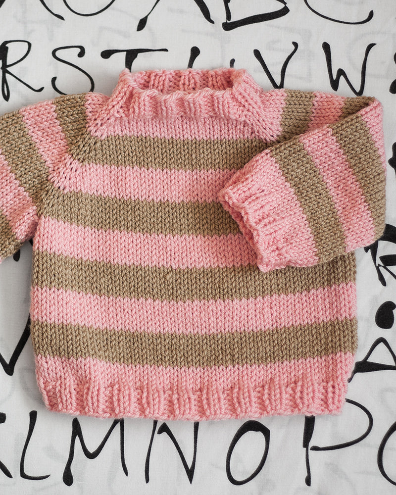Easy As ABC Top-Down Raglan Baby Sweater PDF Knitting Pattern