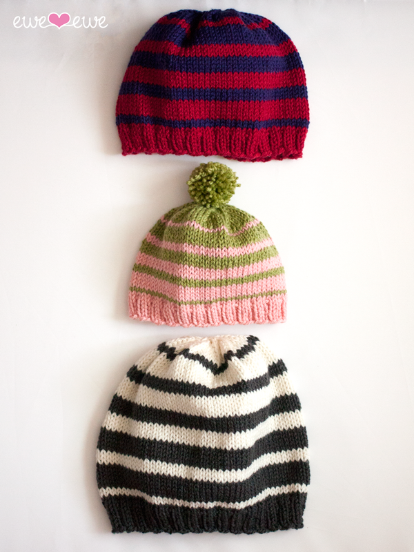 Family of Hats PDF Knitting Pattern – All Sizes