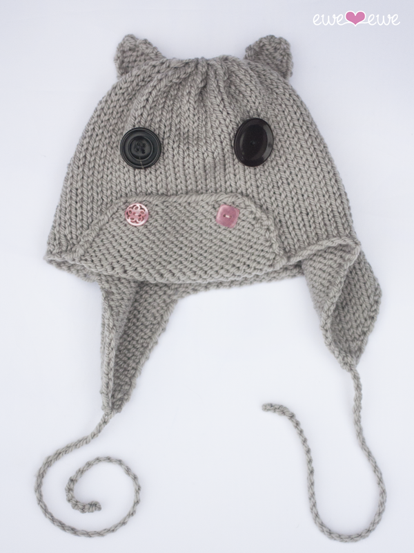 Hippo Hat PDF Earflap Cap Knitting Pattern – All Sizes