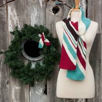 Me and the Tree Scarf Set PDF Bias Stripe Candy Cane Knitting Pattern