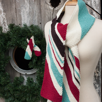 Me and the Tree Scarf Set PDF Bias Stripe Candy Cane Knitting Pattern