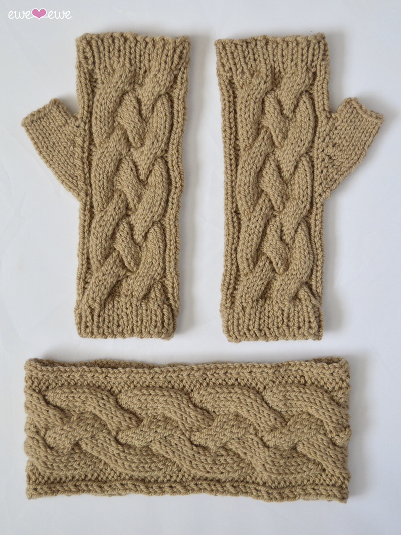 Chilly Headband + Mitts PDF Cable Headband and Wrist Warmers Knitting Pattern