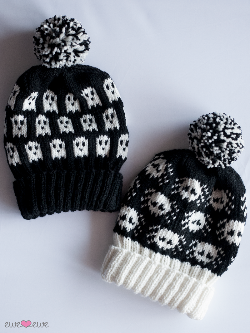 Ghosts + Widows Halloween Hats PDF Spiders and Ghouls Beanies Knitting Pattern