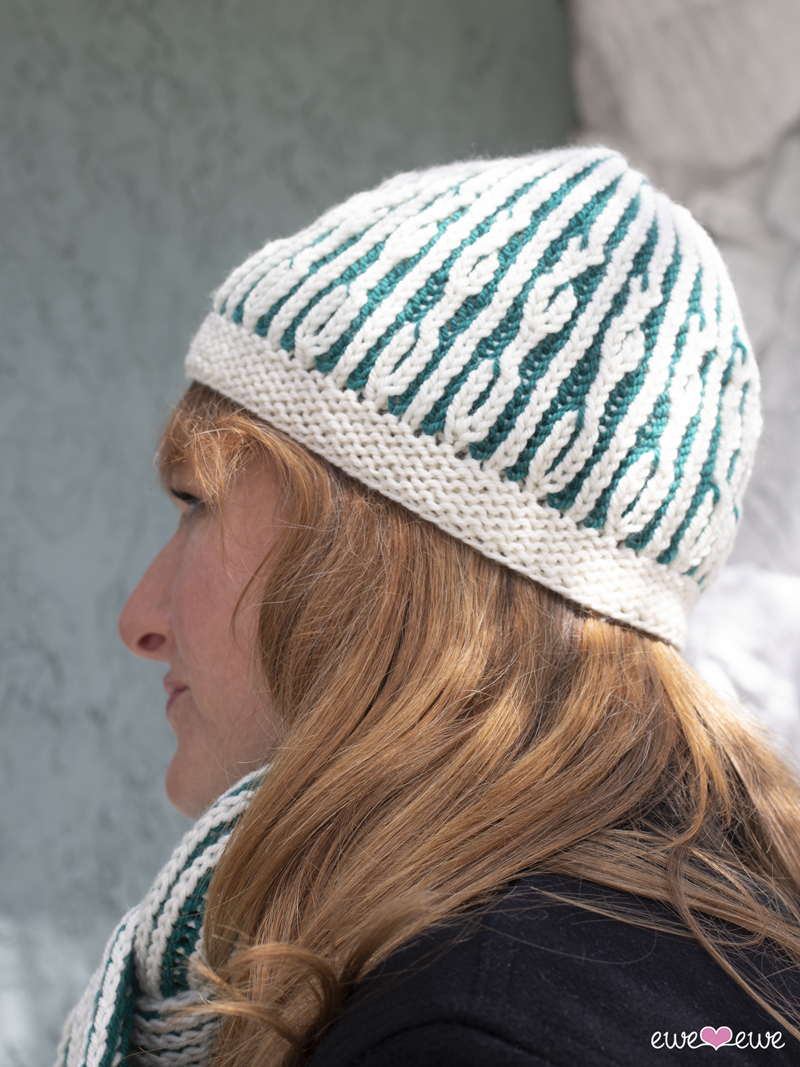 Aspen Leaves PDF Brioche Knitting Hat + Scarf Pattern