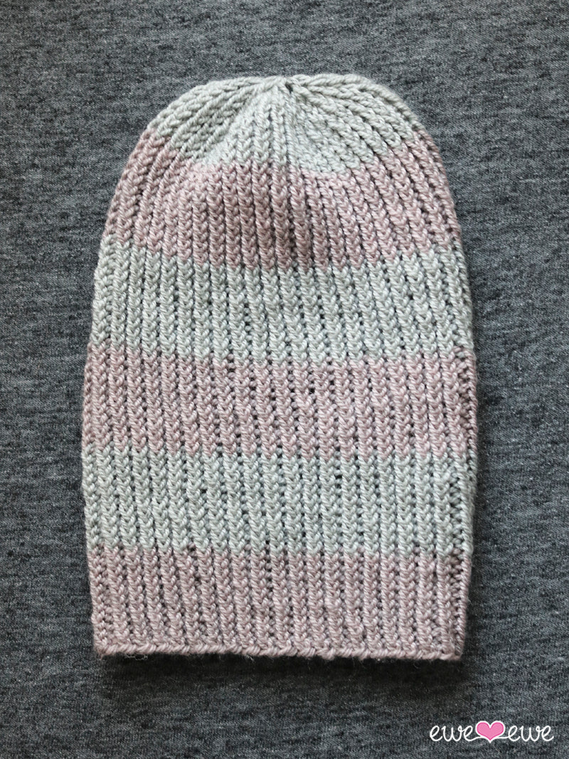 Easy Twisted Rib Beanie FREE Knitting Pattern