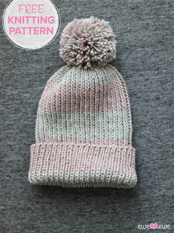 Easy Twisted Rib Beanie FREE Knitting Pattern