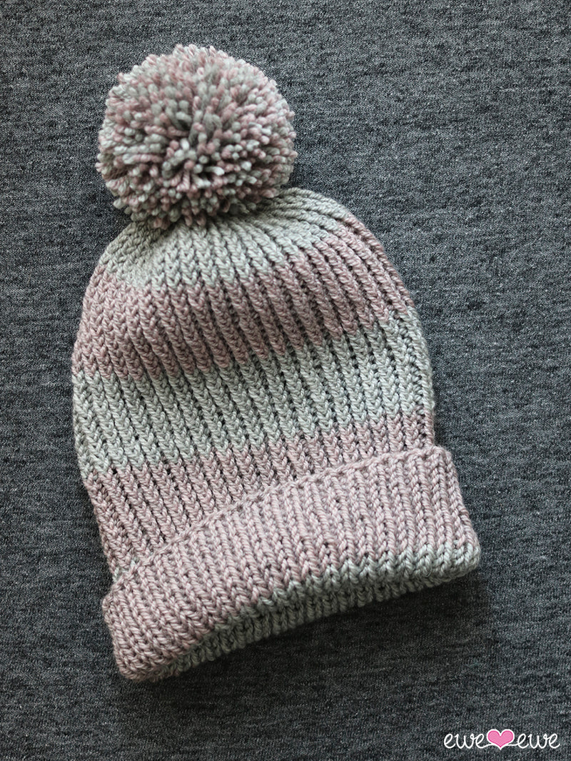 Easy Twisted Rib Beanie FREE Knitting Pattern