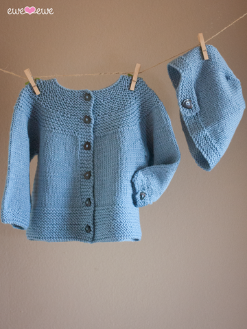 Beanie & Buttons Baby Cardigan and Hat Yarn Kit