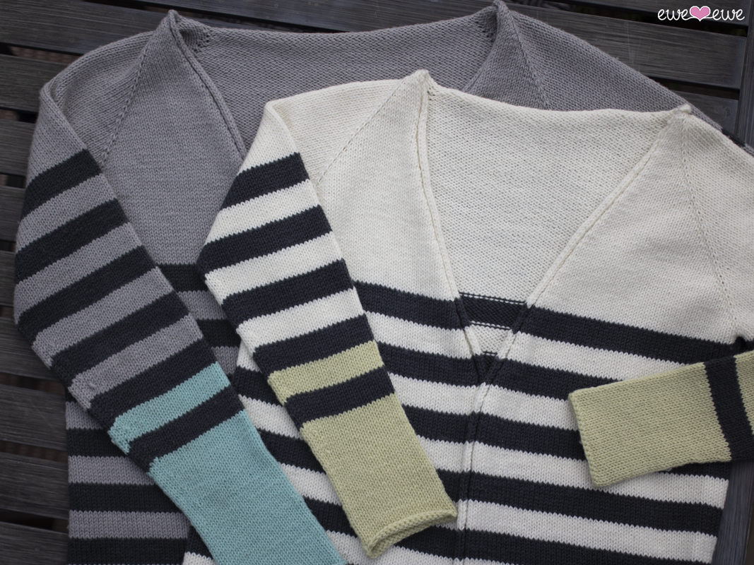Sporty Stripe Cardi PDF V-Neck Sweater Knitting Pattern