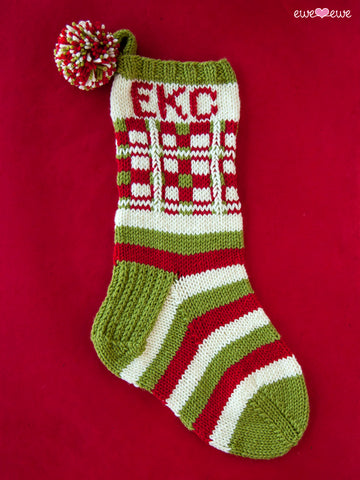 Dashing Through the Plaid PDF Christmas Stocking Knitting Pattern