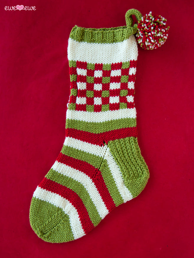 Dashing Through the Plaid PDF Christmas Stocking Knitting Pattern