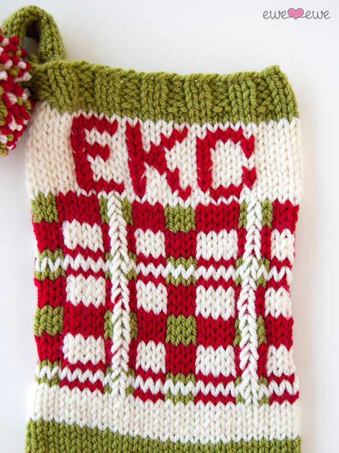 Dashing Through the Plaid PDF Christmas Stocking Knitting Pattern