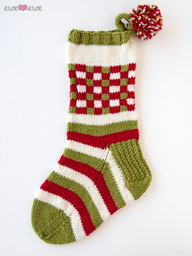 Dashing Through the Plaid PDF Christmas Stocking Knitting Pattern