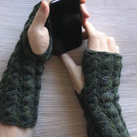 Marlee Mitts PDF Cable Stitch Fingerless Mitts Knitting Pattern