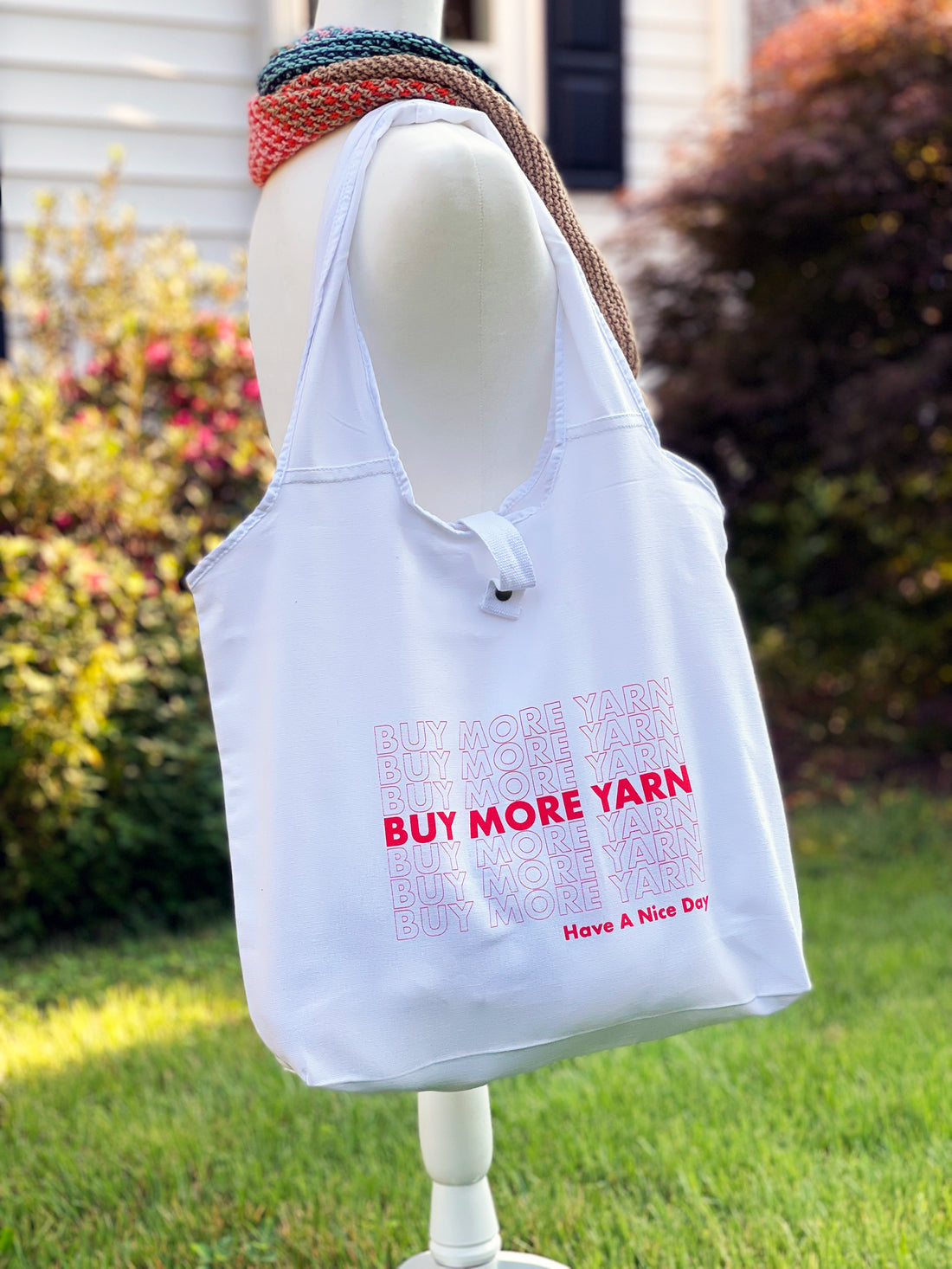 BUY MORE YARN Cotton Tote Bag with Snap Closure