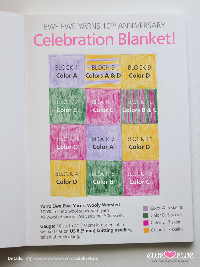 Celebration Blanket – Block 4: Blooming Daisies FREE Knitting Pattern PDF