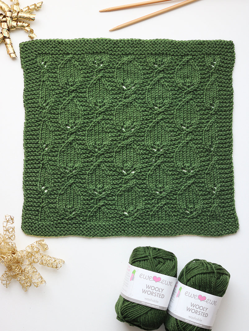 Celebration Blanket – Block 2: Sprouting Leaves FREE Knitting Pattern PDF