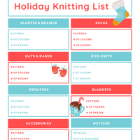 Holiday Knitting Shopping List FREE Printable